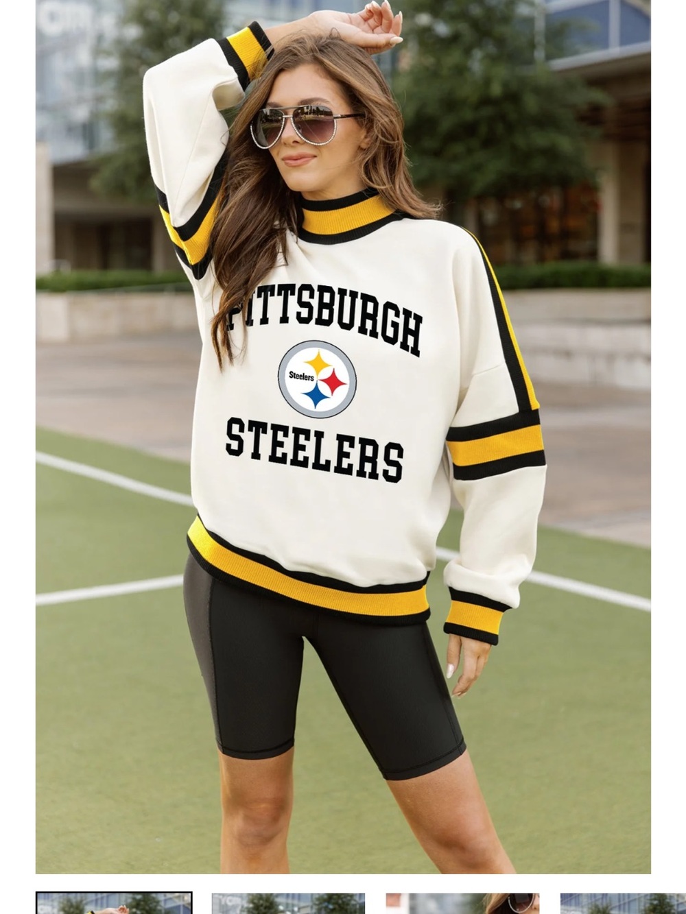 Pittsburgh Steelers Women’s White & Gold Crewneck Sweatshirt